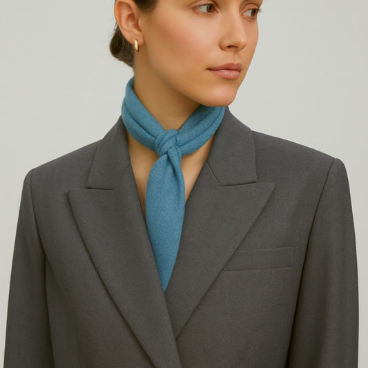 Cashmere Skinny Tie Scarf Lille Tørklæde - Blue Color