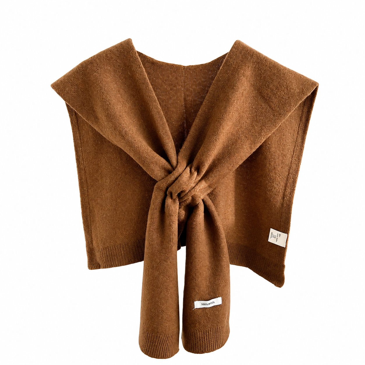 Brown Wool Shoulder Scarf Designed for Layering