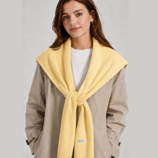Butter Yellow Wool Shoulder Scarf Designed for Layering