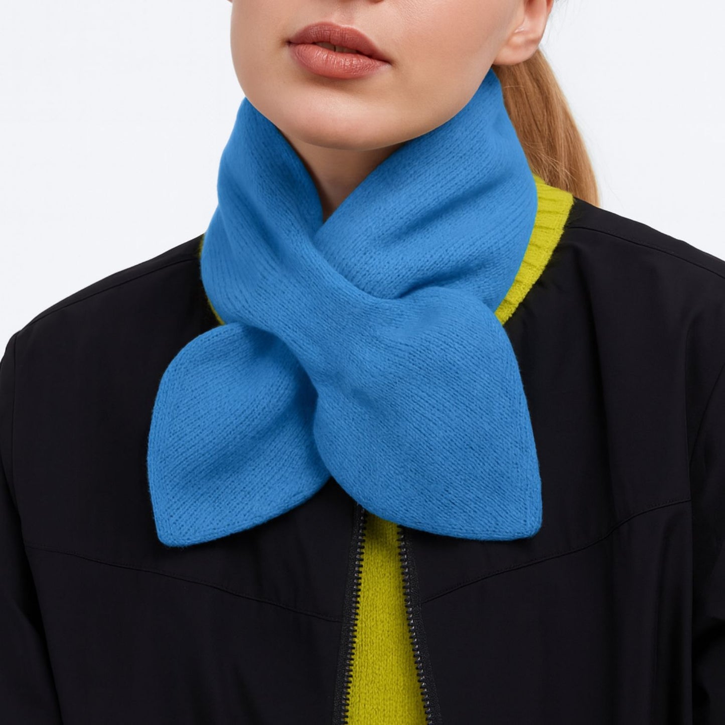 Cashmere Bow Tie Scarf - Pure Cashmere Sky Blue Color Neck Warmer