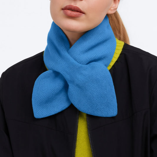 Cashmere Bow Tie Scarf - Pure Cashmere Sky Blue Color Neck Warmer