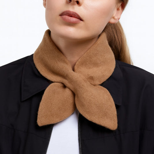 Cashmere Bow Tie Scarf - Pure Cashmere Nude Color Neck Warmer