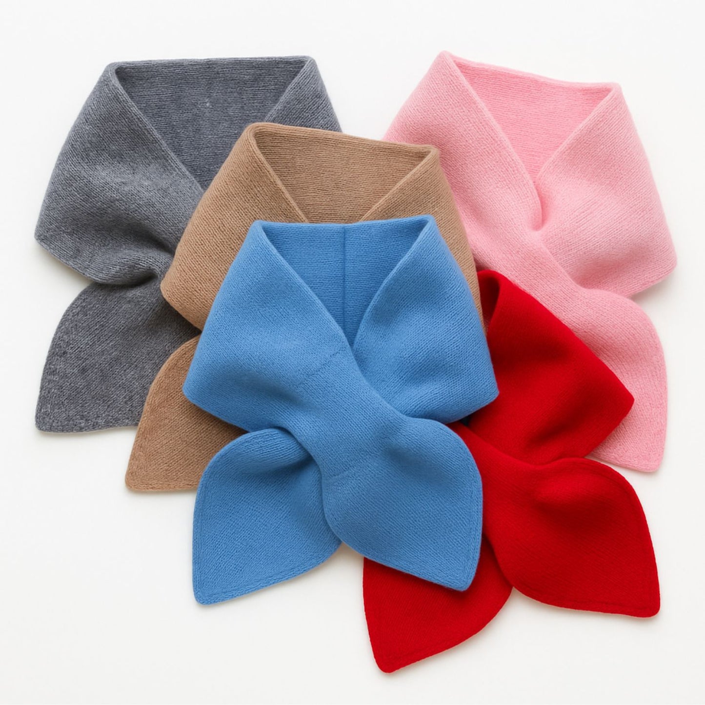 Cashmere Bow Tie Scarf - Pure Cashmere Nude Color Neck Warmer