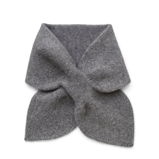 Cashmere Bow Tie Scarf - Pure Cashmere Grey Neck Warmer