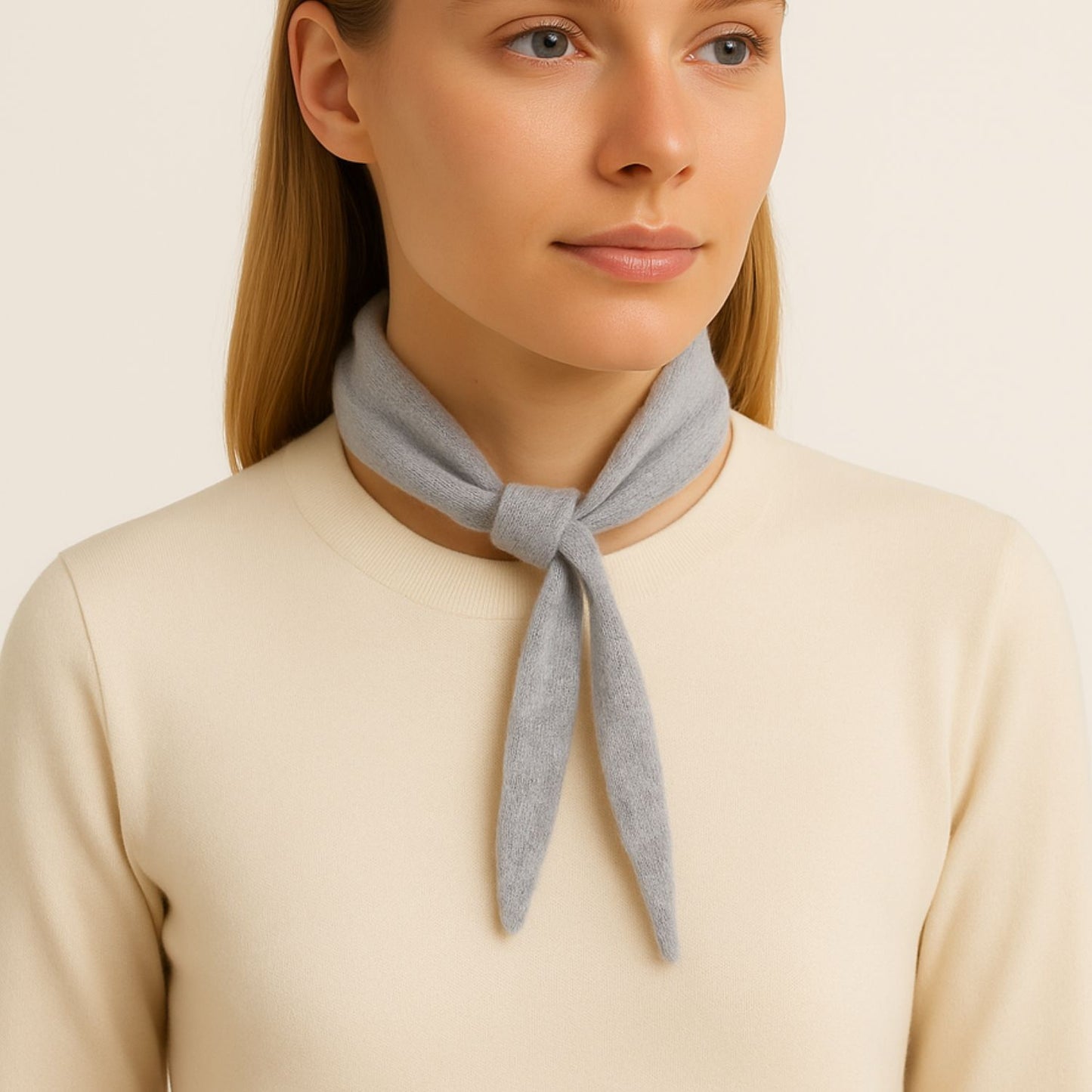 Cashmere Skinny Tie Scarf Lille Tørklæde - Grey Color