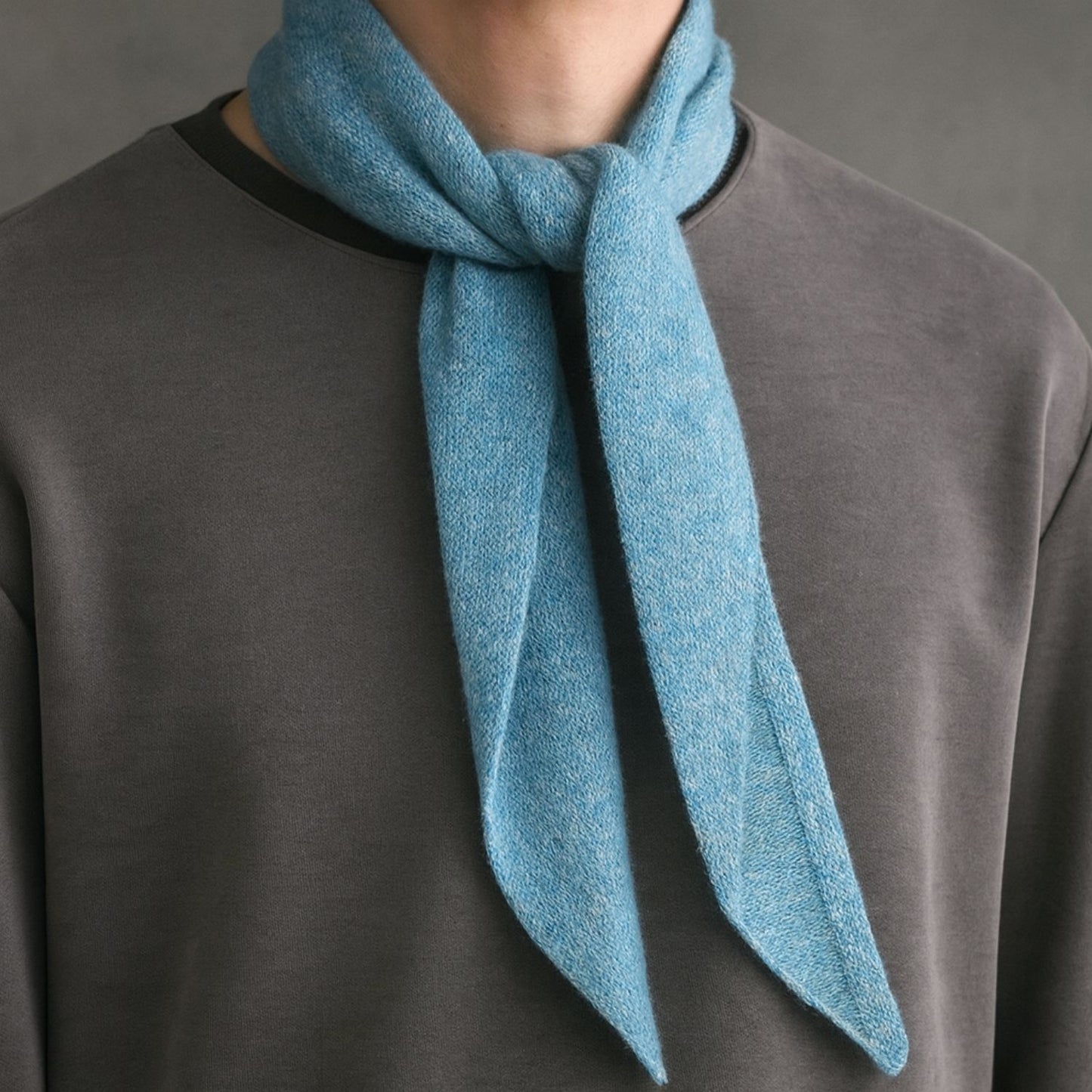 Cashmere Skinny Tie Scarf Lille Tørklæde - Blue Color