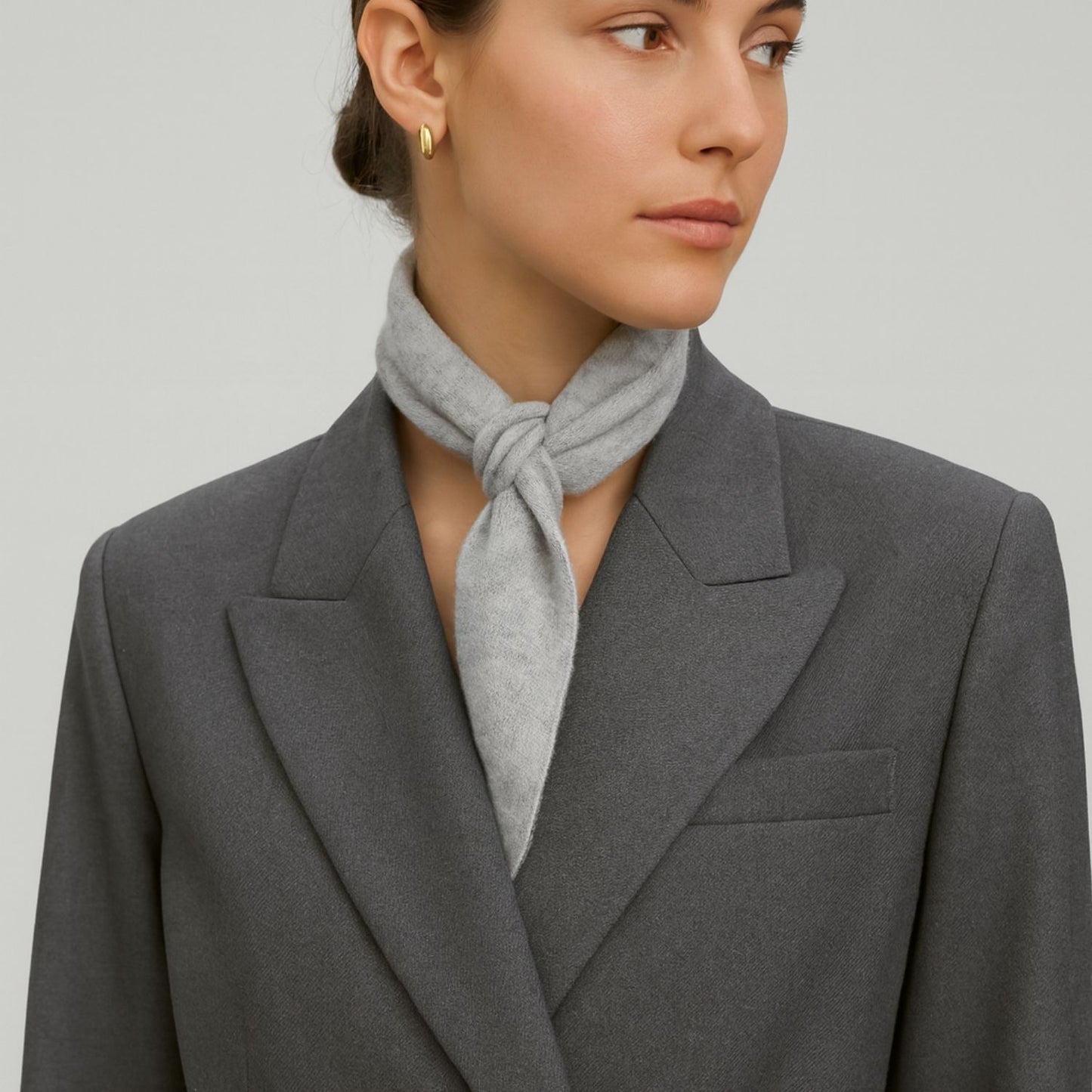 Cashmere Skinny Tie Scarf Lille Tørklæde - Grey Color