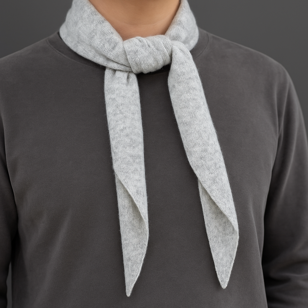 Cashmere Skinny Tie Scarf Lille Tørklæde - Grey Color