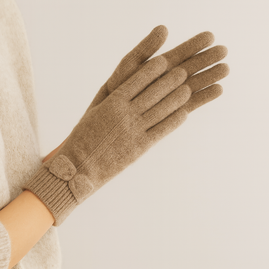 Pure Cashmere Touchscreen Friendly Gloves - Camel Color