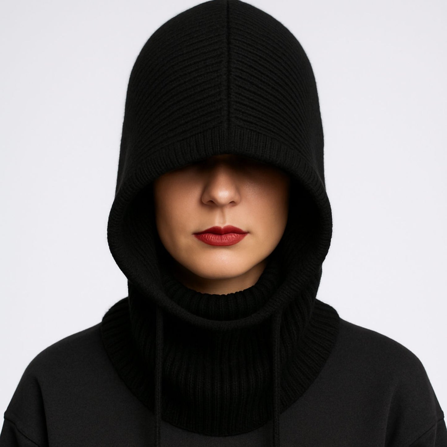 Blak Merino Wool Blend Balaclava – Soft Winter Hood by Wool and Cloud