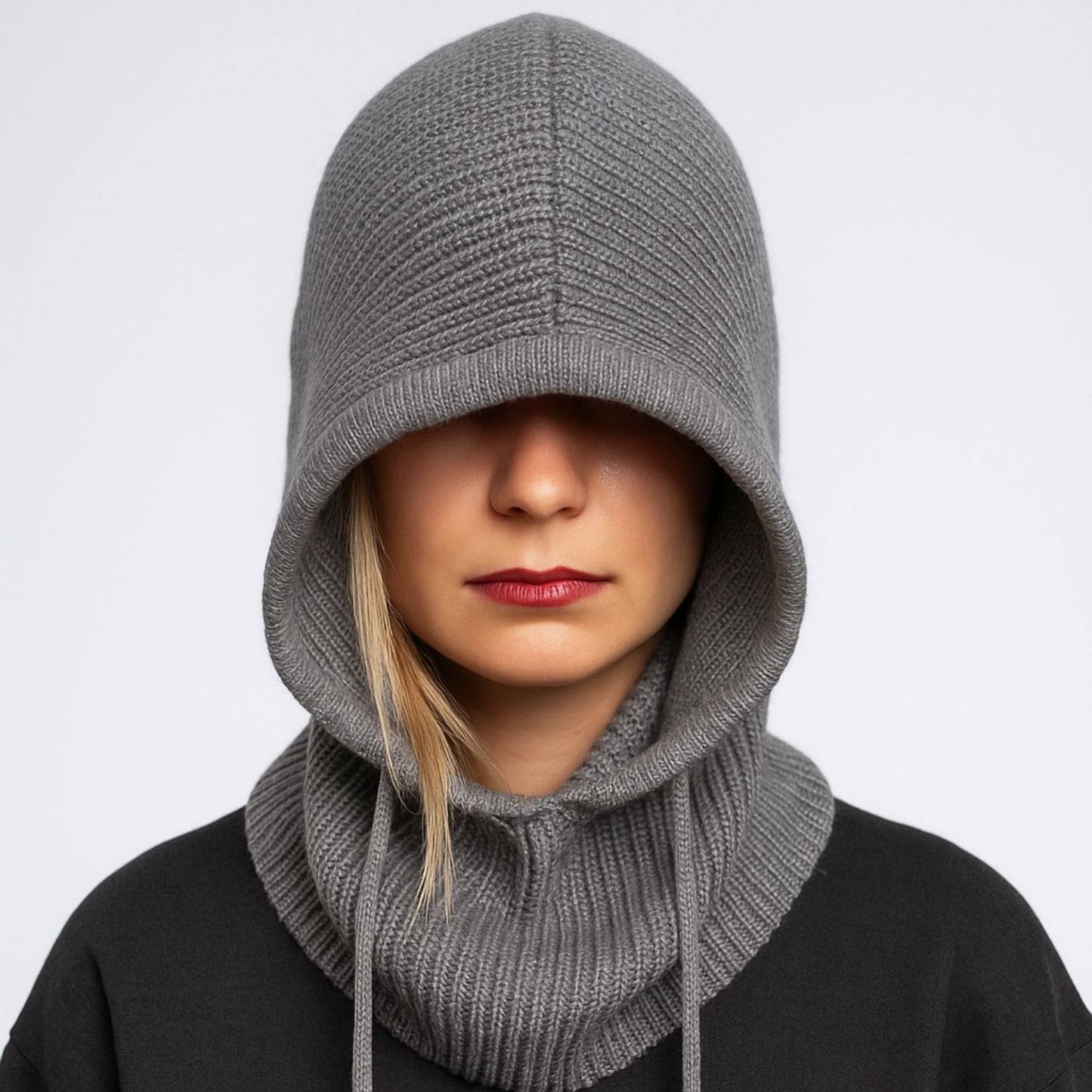 Grey Merino Wool Blend Balaclava – Soft Winter Hood by Wool and Cloud