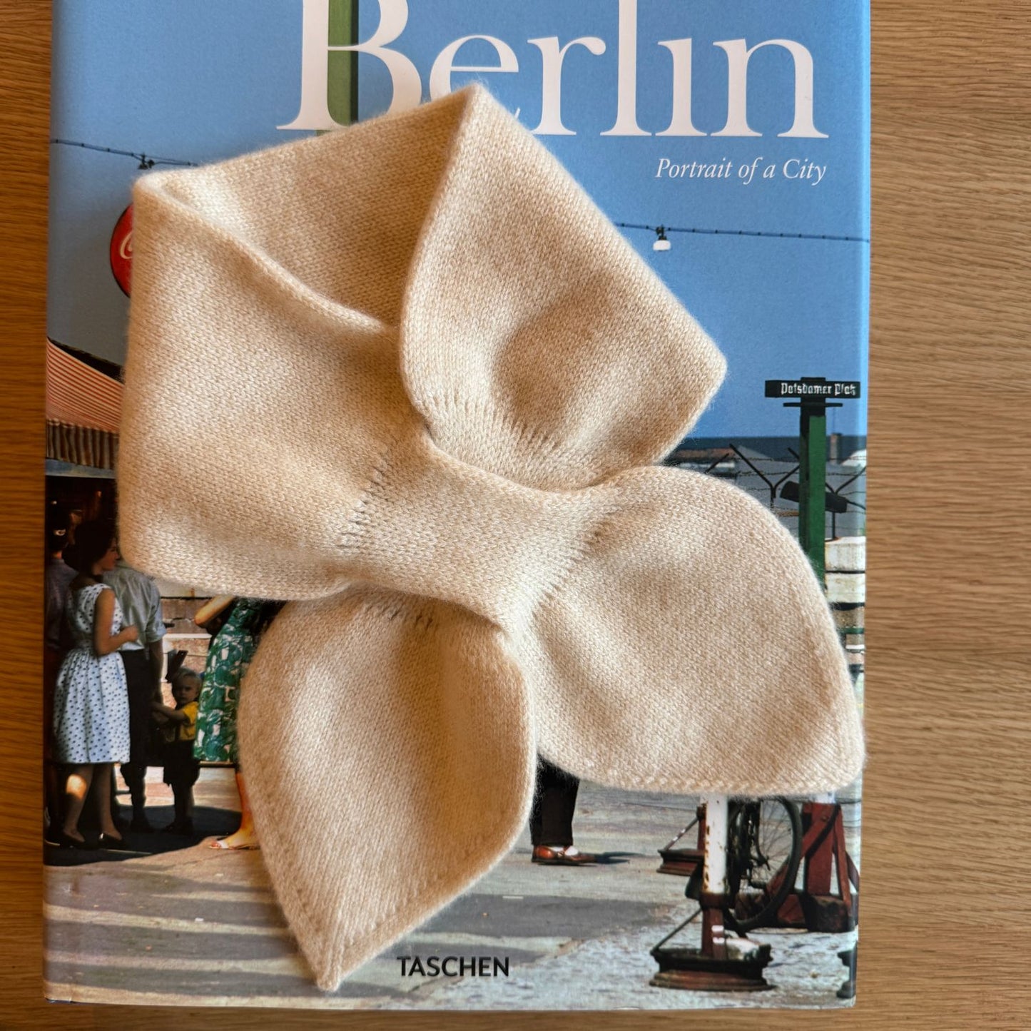 Cashmere Bow Tie Scarf - Pure Cashmere Scarf - Beige Color Neck Warmer