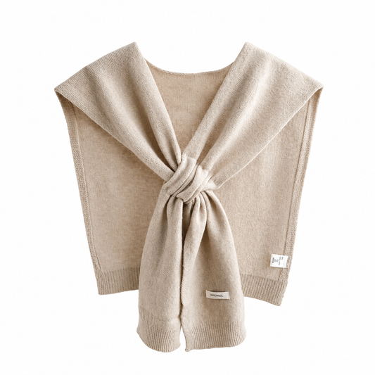 Beige Wool Shoulder Scarf Designed for Layering