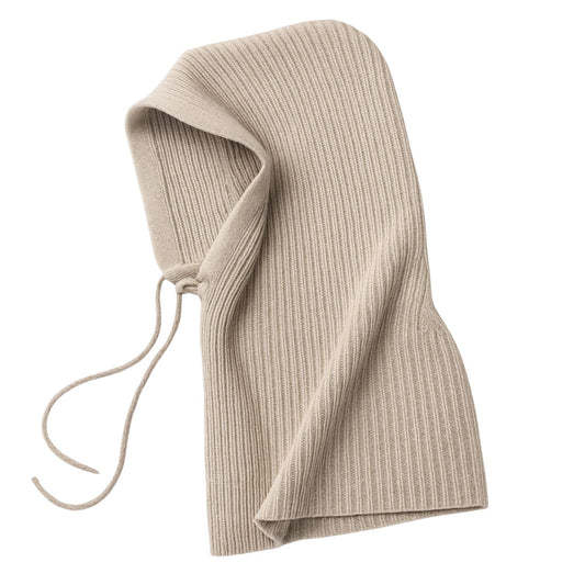 Beige Merino Wool Blend Balaclava – Soft Winter Hood by Wool and Cloud