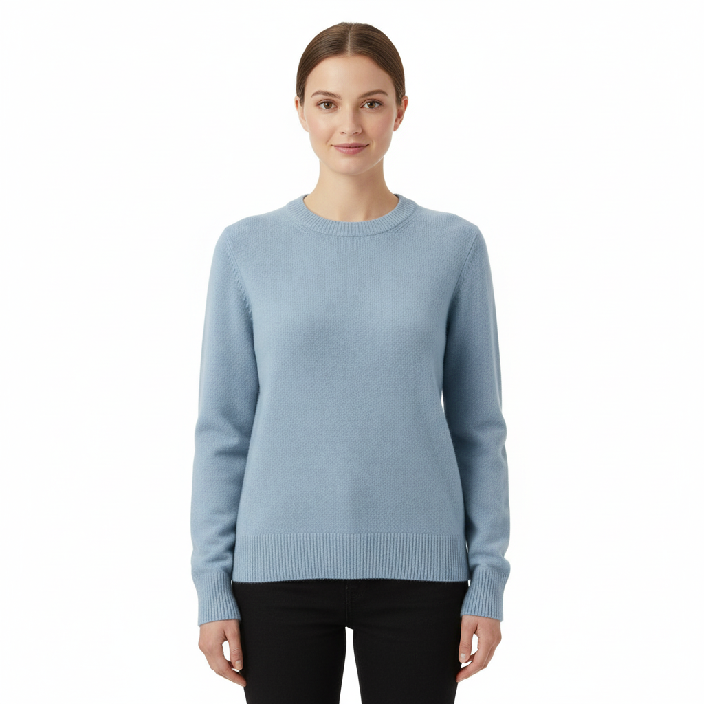 Light blue sweater on a white background