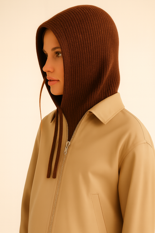 Brown Merino Wool Blend Balaclava – Soft Winter Hood by Wool and Cloud