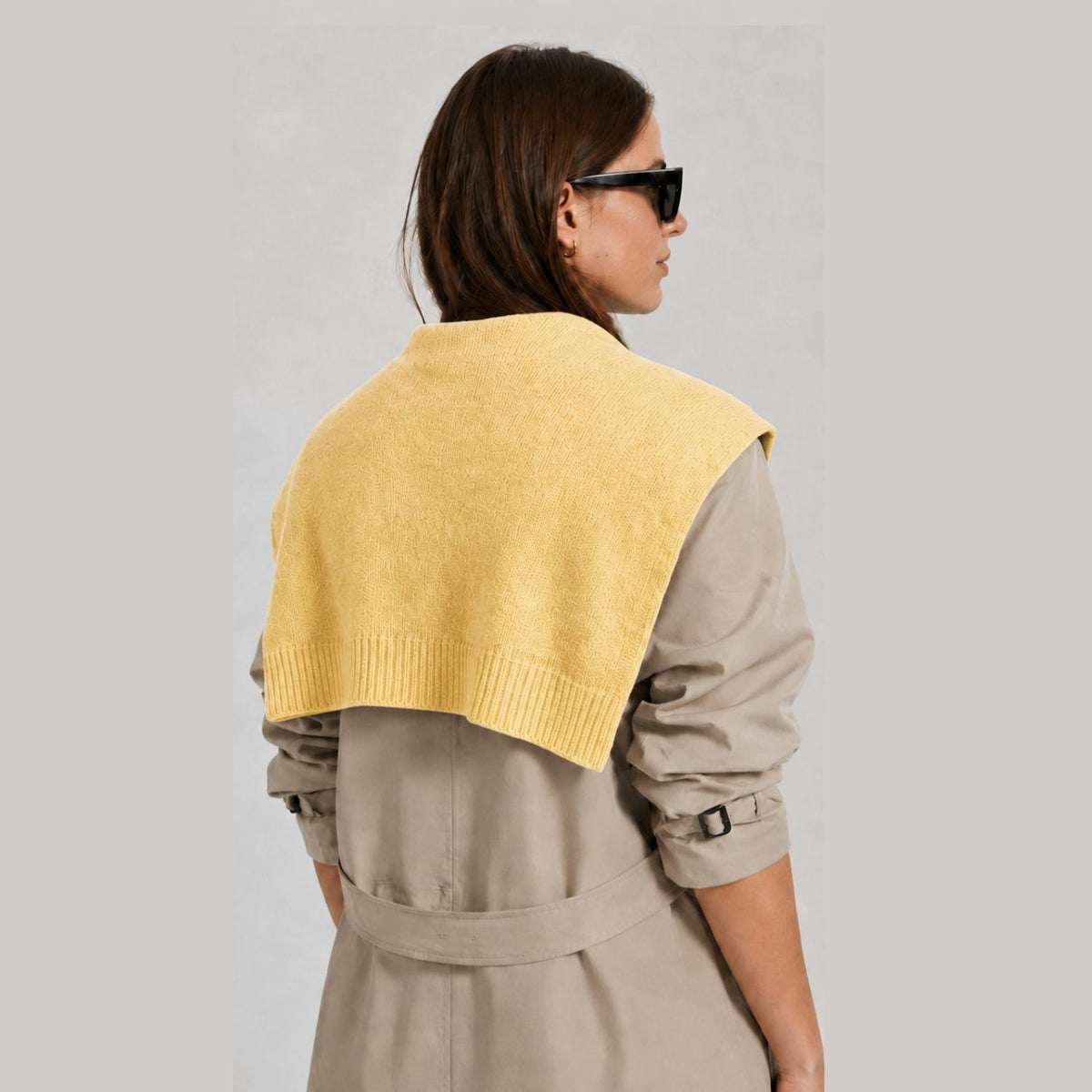 Butter Yellow Wool Shoulder Scarf Designed for Layering
