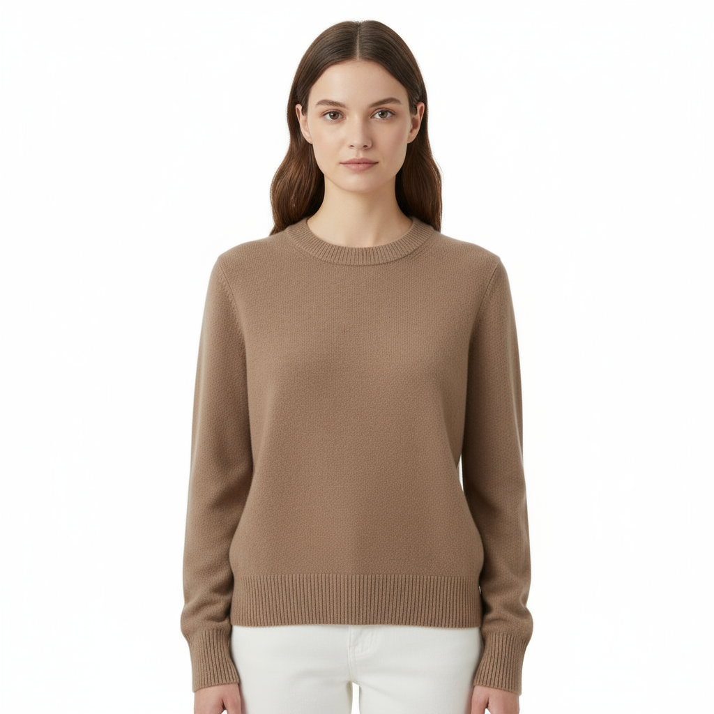 Camel Color Cashmere And Wool Sweater