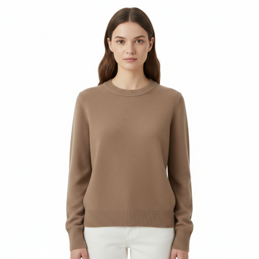 Camel Color Cashmere And Wool Sweater