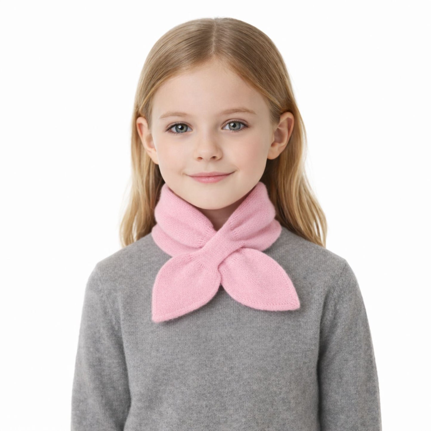 Cashmere Bow Tie Scarf - Pure Cashmere Pink Neck Warmer For Girl