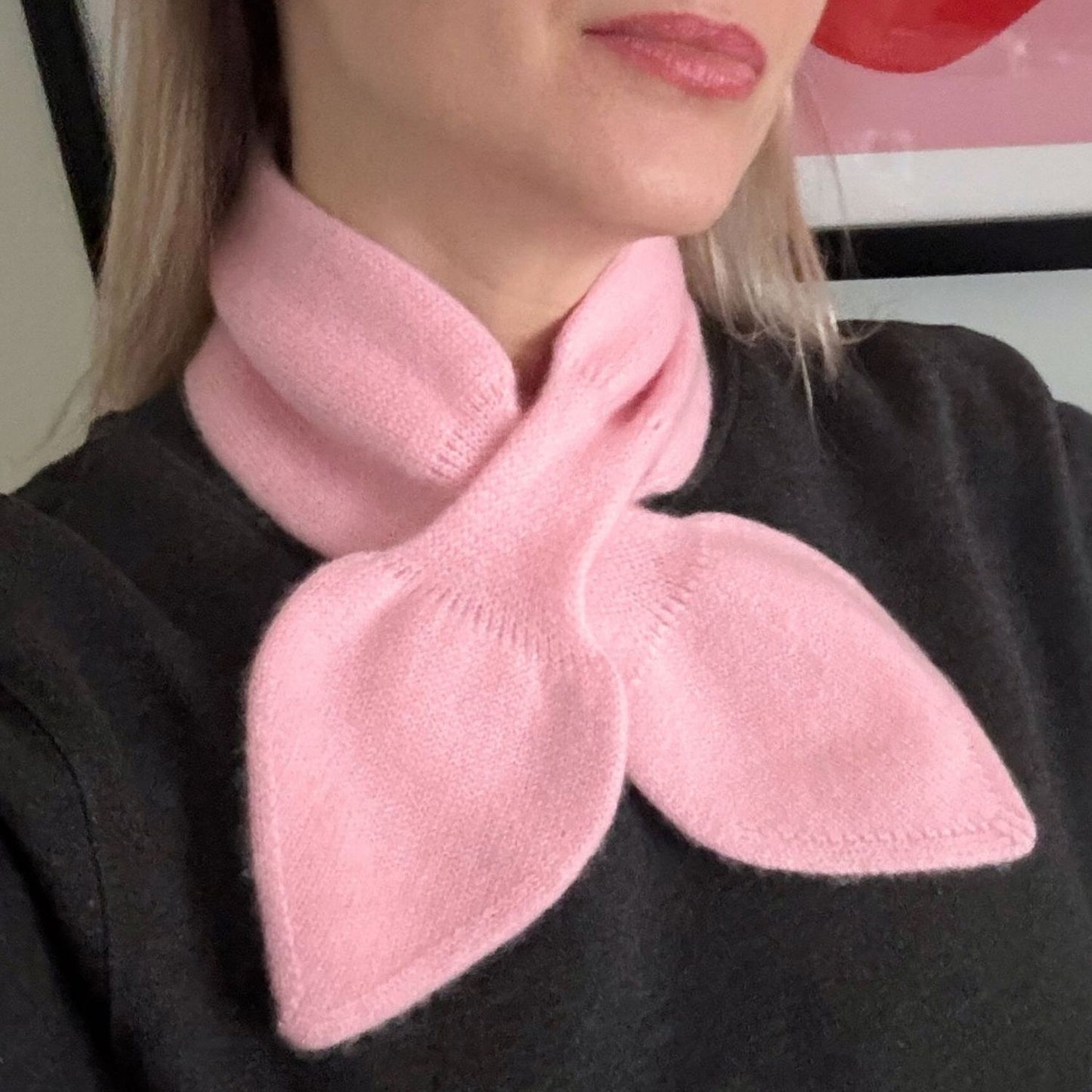 Cashmere Bow Tie Scarf - Pure Cashmere Pink Neck Warmer