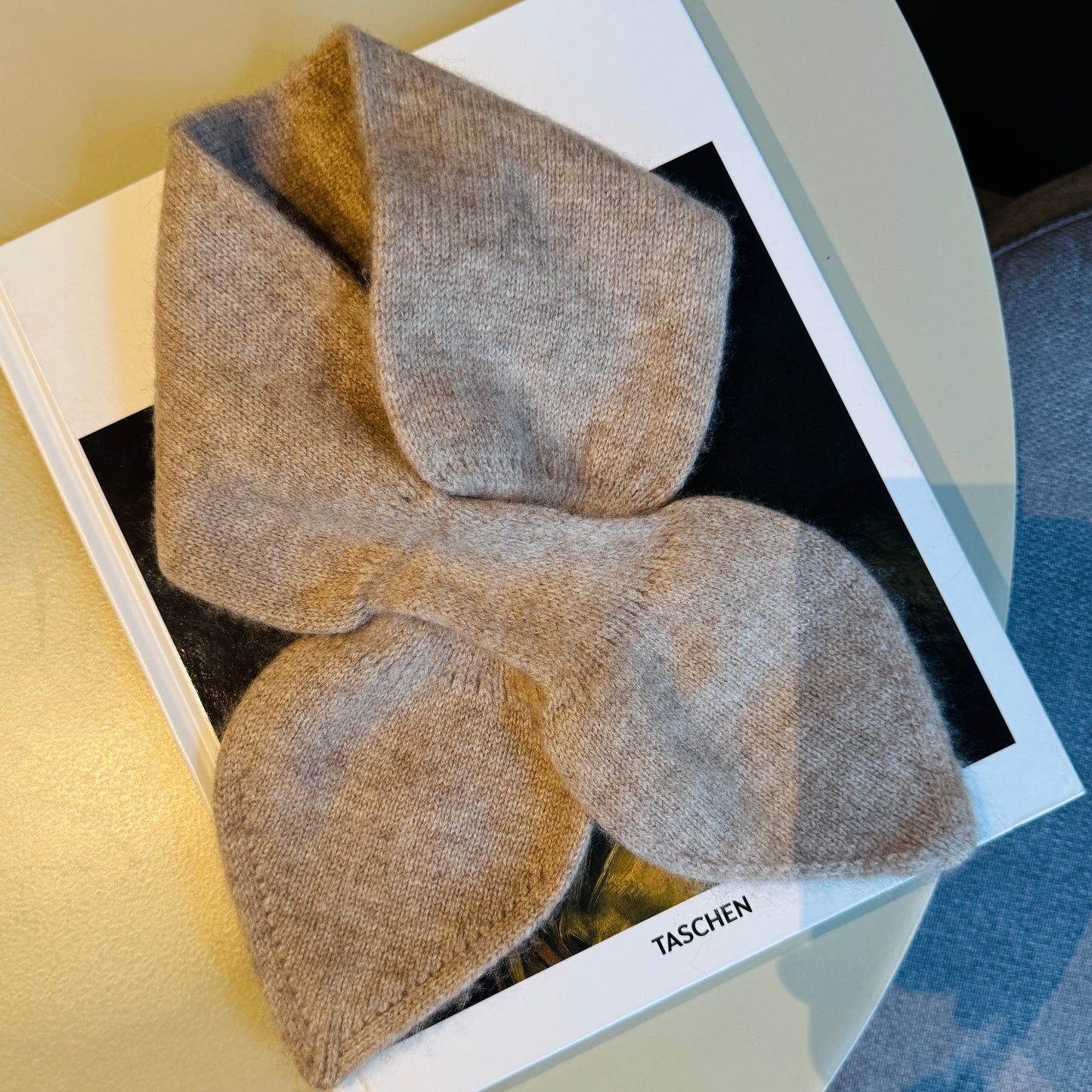 Cashmere Bow Tie Scarf - Pure Cashmere Nude Color Neck Warmer