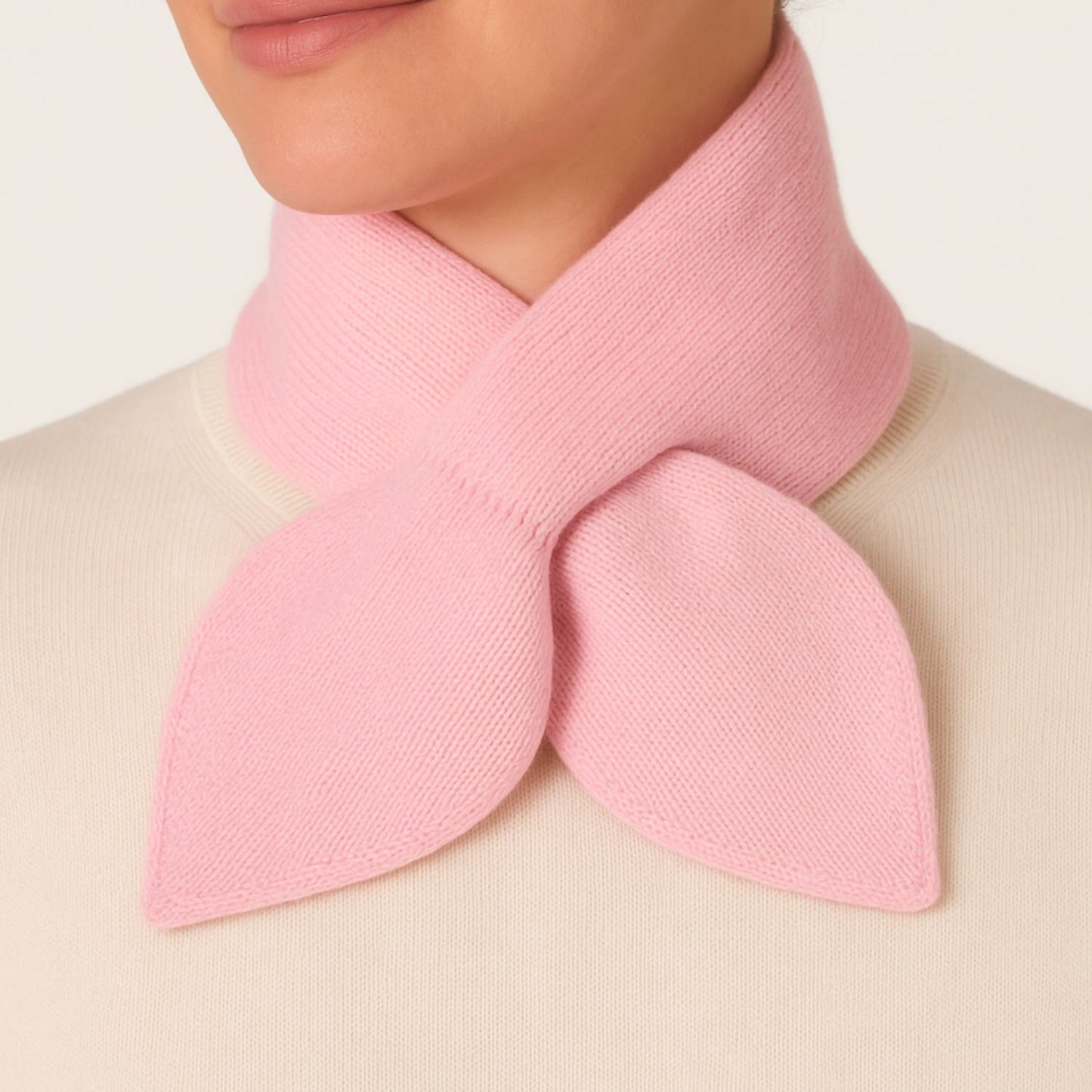 Cashmere Bow Tie Scarf - Pure Cashmere Pink Neck Warmer
