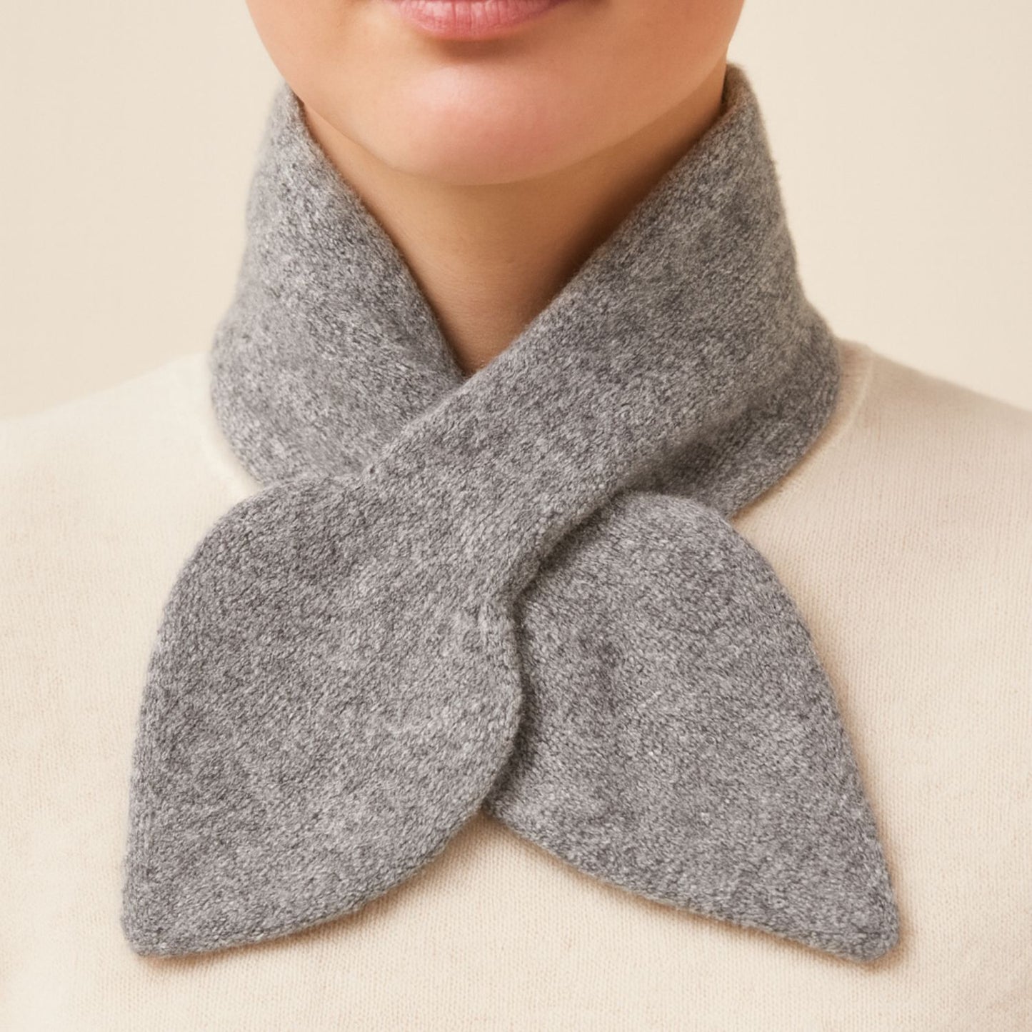Cashmere Bow Tie Scarf - Pure Cashmere Grey Neck Warmer