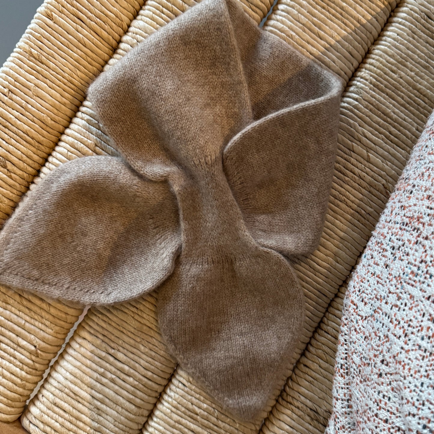 Cashmere Bow Tie Scarf - Pure Cashmere Nude Color Neck Warmer