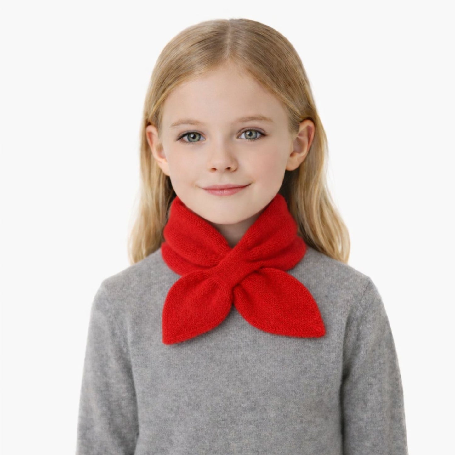 Cashmere Bow Tie Scarf For Kids - Pure Cashmere Red Neck Warmer