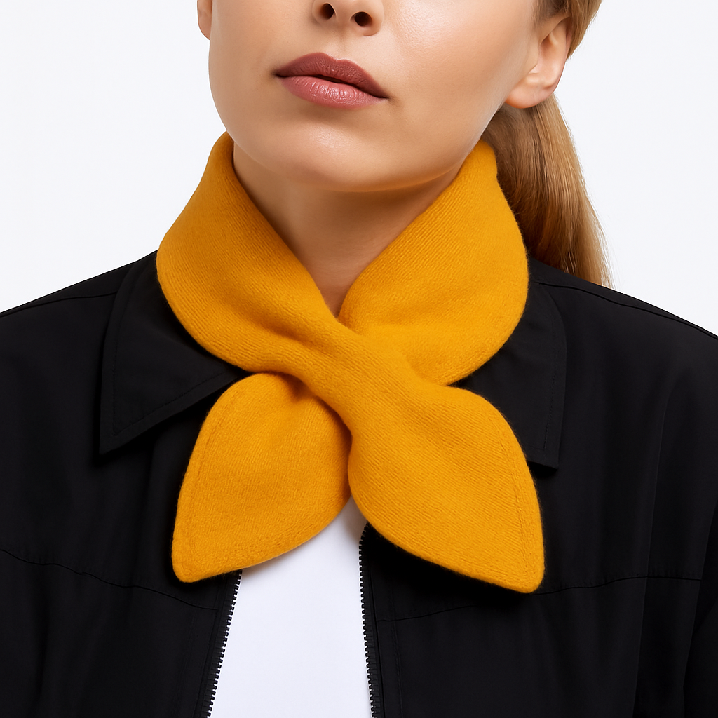 Cashmere Bow Tie Scarf - Pure Cashmere Scarf - Yellow Color Neck Warmer
