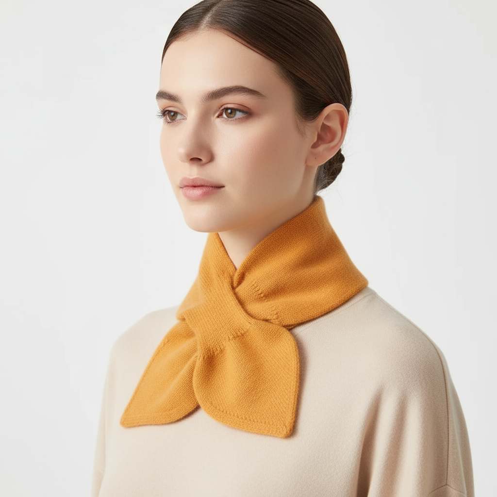 Cashmere Bow Tie Scarf - Pure Cashmere Scarf - Yellow Color Neck Warmer
